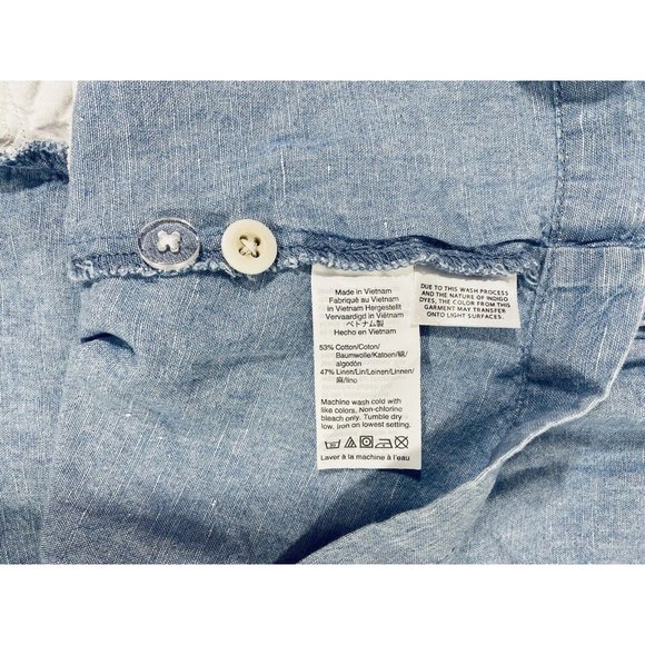 Madewell Skirt Womens Sz 2 Pockets Button Front Chambray Blue Denim Linen Blend - Picture 9 of 10